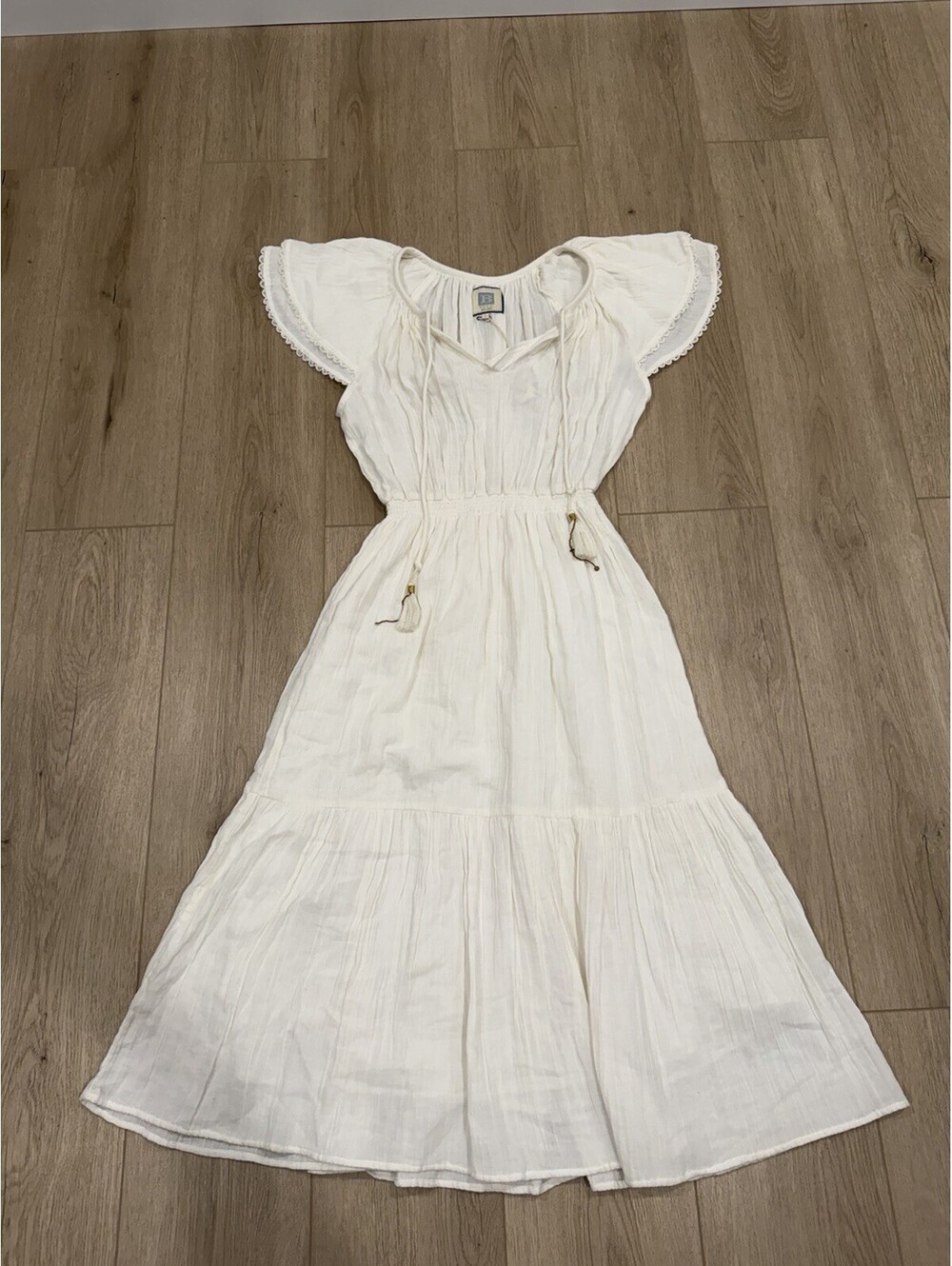 NWT ALICIA BELL EVA WOMEN'S MIDI DRESS COLOR WHITE SIZE LARGE
